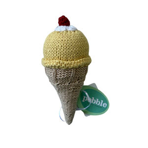 NWT Pebble Child Hathay Bunano Fair Trade Crochet Ice Cream Cone Rattle